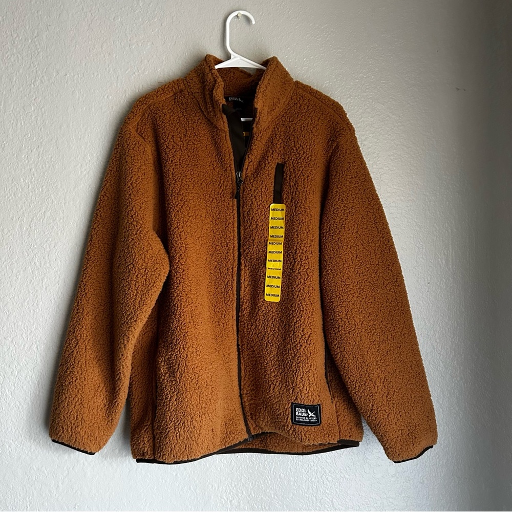 NWT Eddie Bauer Men's Fleece Jacket, Size Large, Tobacco Brown